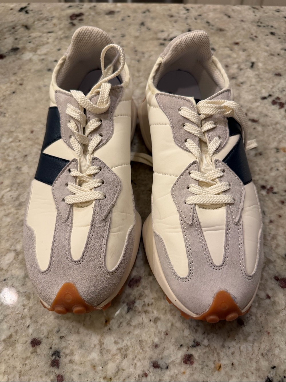 New Balance Cream and Navy Vintage-Inspired Runner Sneakers